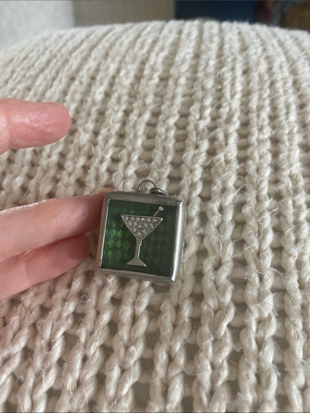Jewel Kade Green and Silver Martini Charm Pendant - Picture 2 of 3